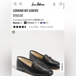 Sam Edelman Lorraine Bit Black Loafers with Gold Buckle